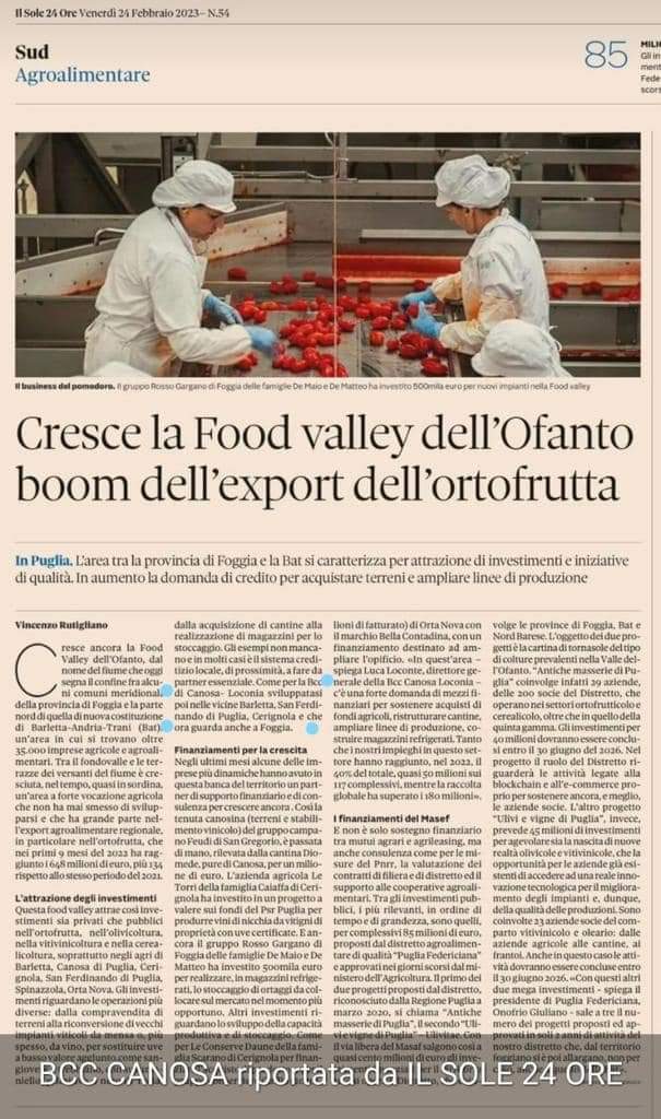 Il Distretto Puglia Federiciana sul Sole 24 Ore: riconosciuto il valore della rete territoriale